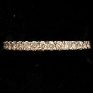 14k white gold 1/4 ct tw petite pave half eternity band womens 7.5